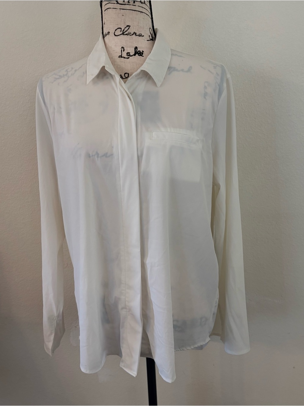 Bagatelle Collection Sheer White Long-Sleeve Button Shirt